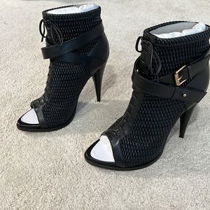 Gia black strap open toe heels